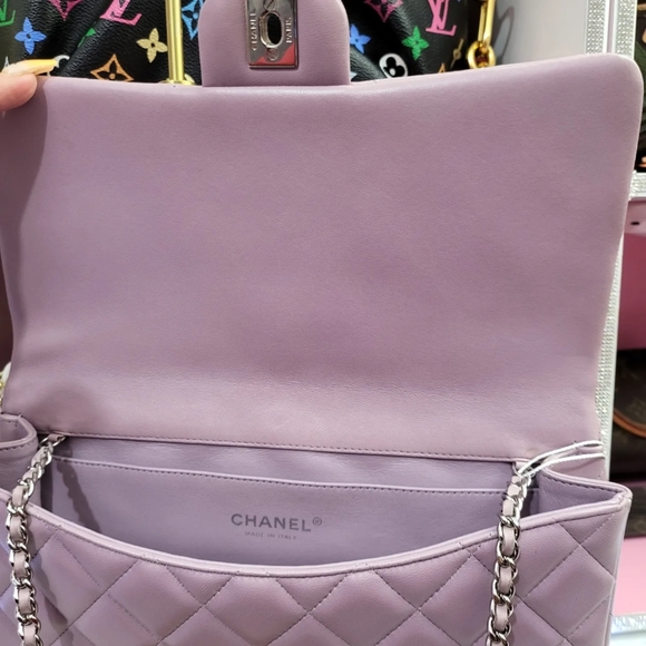 Chanel Matelasse Lambskin Single Flap Single Chain Bag Purple SilverMetal 17s - Picture 5 of 9